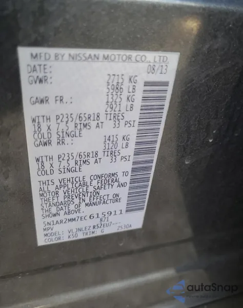 2014 Nissan Pathfinder Sv from USA, damaged, VIN 5N1AR2MM7EC615911